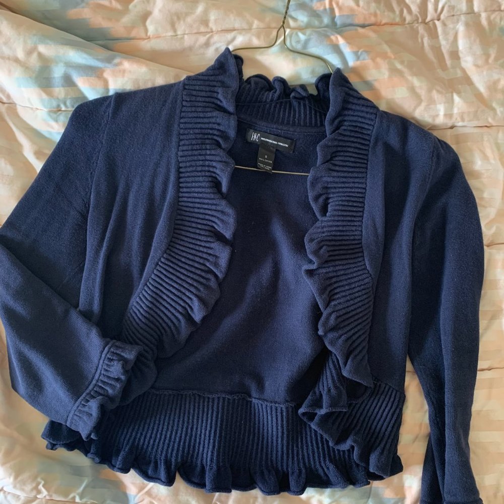 INC International Concepts Blue Cropped Cardigan
